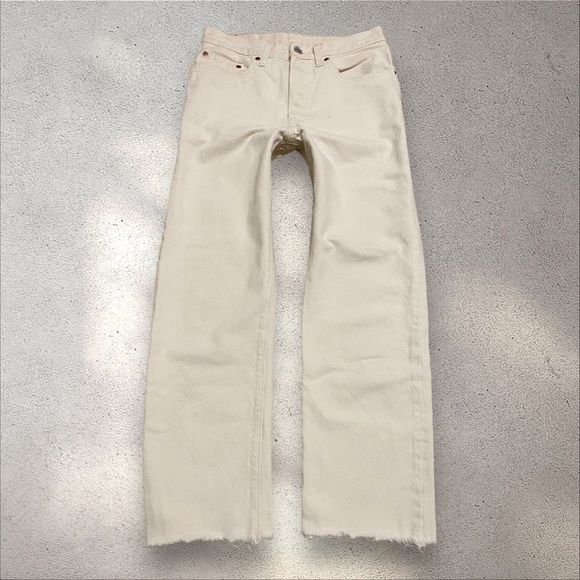 Rare Vintage Levi's Big E Red Tab 501 Cream Classic Jeans - Picture 2 of 7